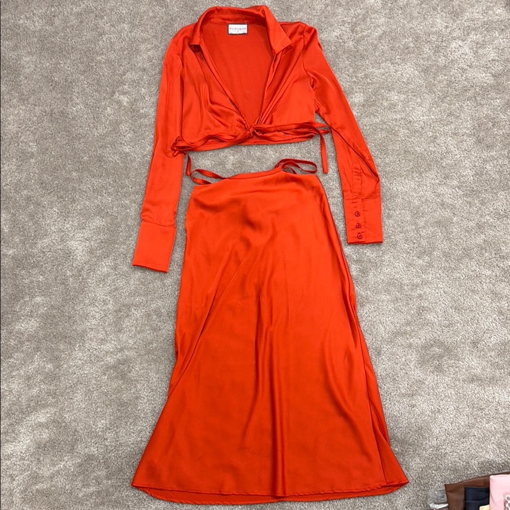 Chic Orange Skirt Set
